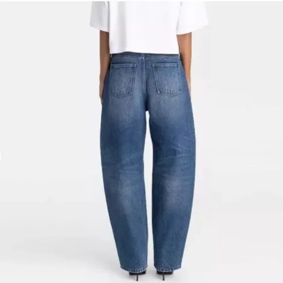 KBB Jeans Barrel Leg NWT by Kahlana Mid Rise Dark Wash Size 0 - Picture 4 of 13